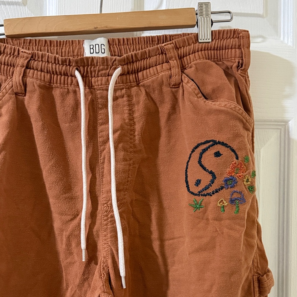 BDG Rust Brown Embroidered Drawstring Pants